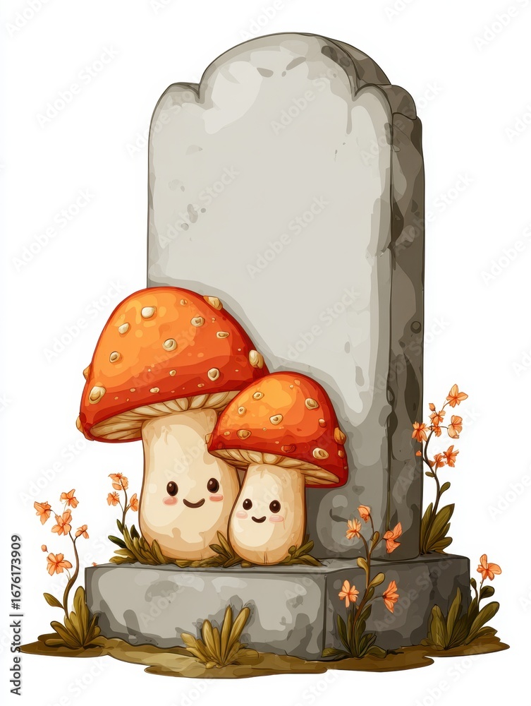 Fototapeta premium halloween mushrooms in the grass