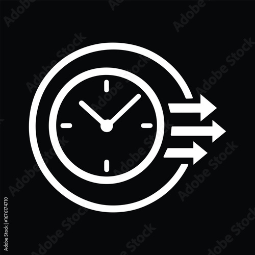 Abstract Circular Clock Symbol Black and White