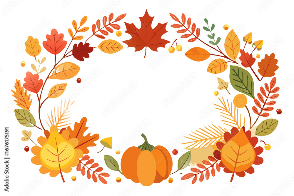Naklejka premium autumn background with pumpkins leaves