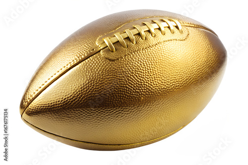 A golden american football isolated on transparent background, representing the pinnacle of achievement and success in the sport