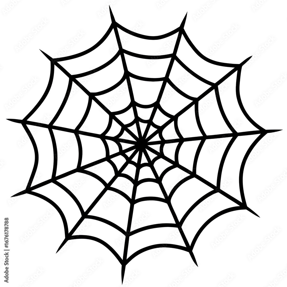 Obraz premium Set of spider webs with pencil outline, sketch style.