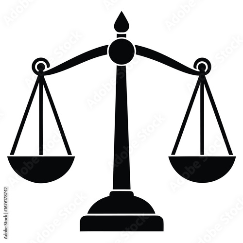 legal balance scale silhouette vector icon
