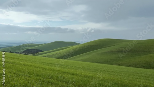  Lush Green Rolling Hills Under a Cloudy Sky