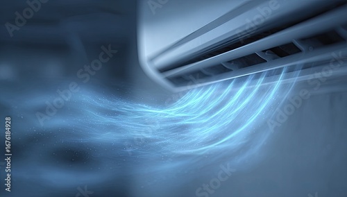 Cool air flows from an indoor AC unit