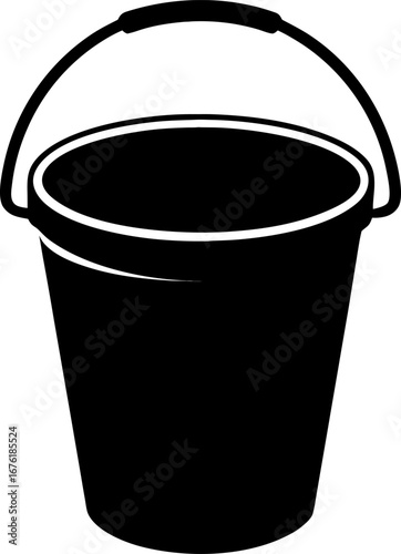 Bucket silhouette  vector black , white background
