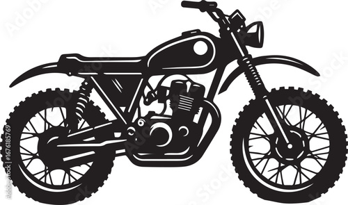 Vintage Motorcycle Silhouette Vector Illustration – Classic Retro Bike Design