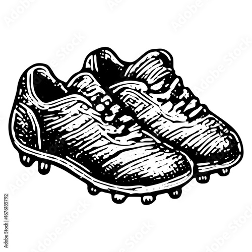Vintage Cleats Illustration - Retro Football Shoes Gear Art