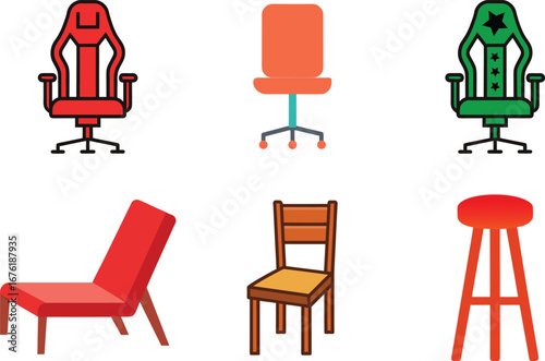 Collection of Different Types of Chairs and Seating Furniture
