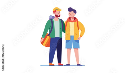 Young couple standing together ready for an adventure outdoors