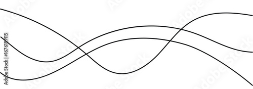 Thin line wavy background. Vector illustration isolated. Abstract Wavy Line. Wavy line horizontal divider outline minimalist art. Thin line wavy abstract vector background. Curve wave seamless pattern