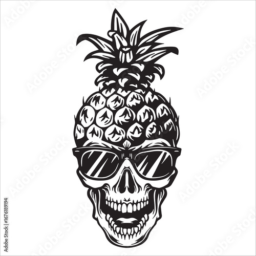 Pineapple Skull With Sunglasses