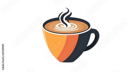 Stylish flat design coffee cup icon with warm steam wisps a cozy beverage symbol