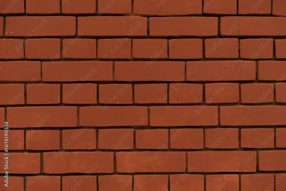 Obraz premium Bright Red Brick Wall Close-Up
