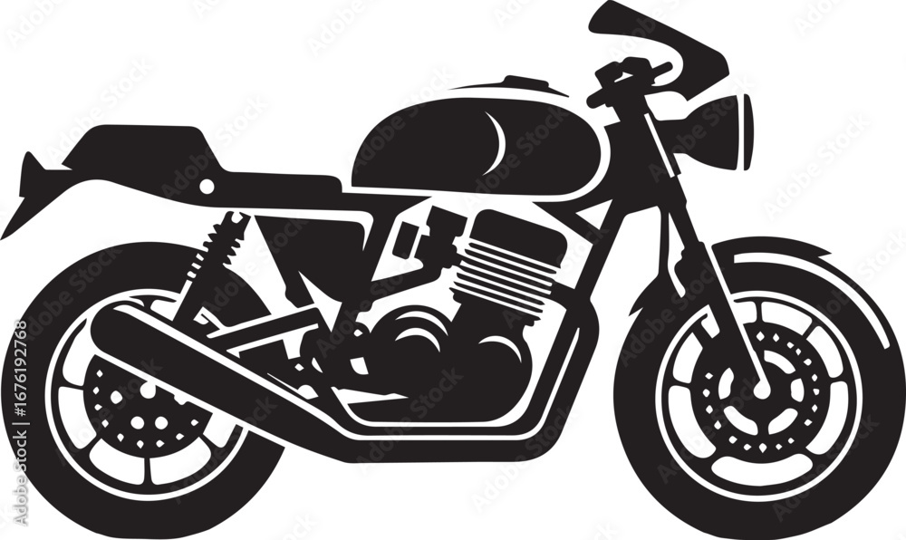Obraz premium Vintage Motorcycle Silhouette Vector Illustration – Classic Retro Bike Design
