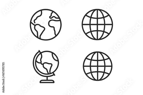 A collection of the globe line icons with editable strokes, offering a minimalist linear pictogram for designing cards, apps, banners, and posts