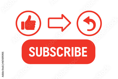 Like, comment, share, and subscribe – a button icon set for channel subscriptions