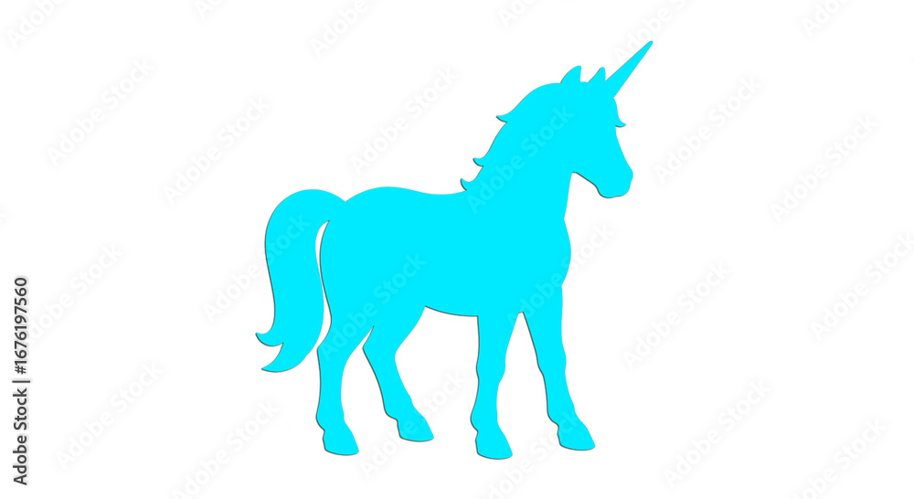 Fototapeta premium Gleaming unicorn logo arcs across pastel sky, horn aglow, mane flowing, symbolizing pure magic and wonder.