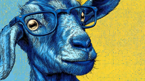 pop art style goat color background