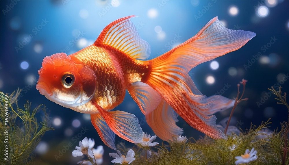 Fototapeta premium goldfish close up art scene