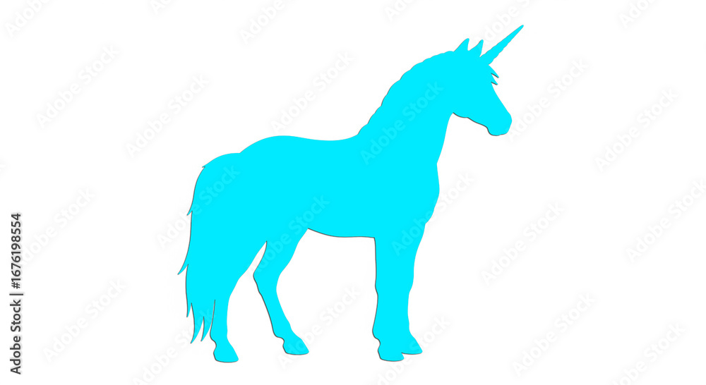 Fototapeta premium Gleaming unicorn logo arcs across pastel sky, horn aglow, mane flowing, symbolizing pure magic and wonder.