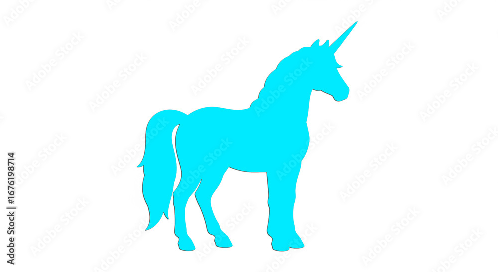 Fototapeta premium Gleaming unicorn logo arcs across pastel sky, horn aglow, mane flowing, symbolizing pure magic and wonder. 