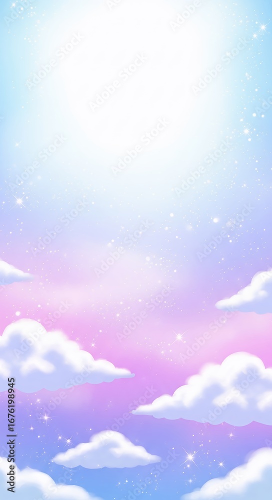 Obraz premium Dreamy Pastel Sky with Clouds and Sunlight Abstract Background for Fantasy Design