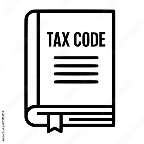 Isolated Tax Code Book Outline Icon with Bookmark
