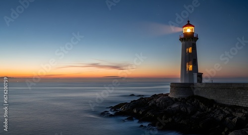 Wallpaper Mural Picturesque lighthouse standing tall against the backdrop of a vibrant sunset over the sea Torontodigital.ca