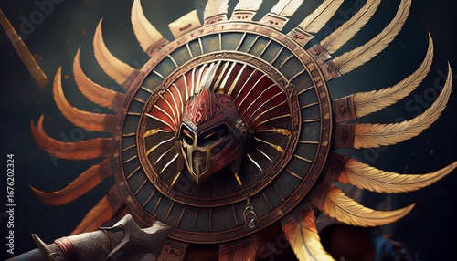 close up of ancient war art