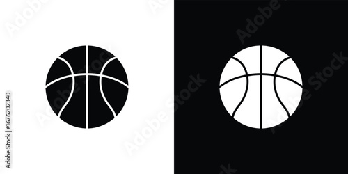 Basketball, black & white illustration, sports design, simple and contrast