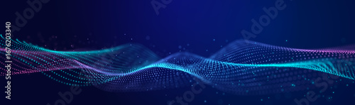 Abstract wave of musical sounds. Smooth information transfer. 3D rendering.