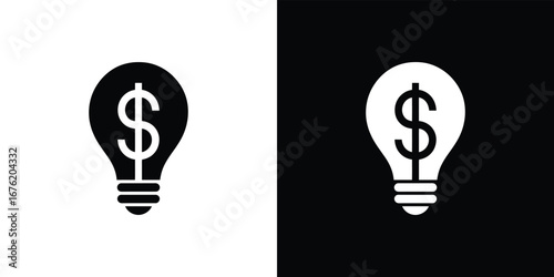 Dollar Sign Lightbulb Isolated on White Background, Business Idea Symbol