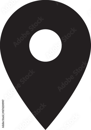 Pinpoint the Path: A simple, bold, minimalist black location marker icon, signifying direction and precise location in the digital landscape, offering clarity and direction.