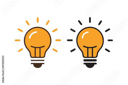 Two minimalist lightbulb icons for innovation and ideas