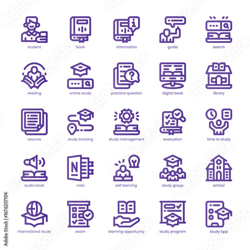 Study Guide Icon pack for your website, mobile, presentation, and logo design. Study Guide Icon line basic color design. Vector graphics illustration and editable stroke.