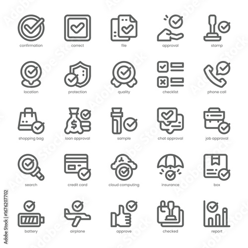 Approval Icon pack for your website, mobile, presentation, and logo design. Approval Icon outline design. Vector graphics illustration and editable stroke.