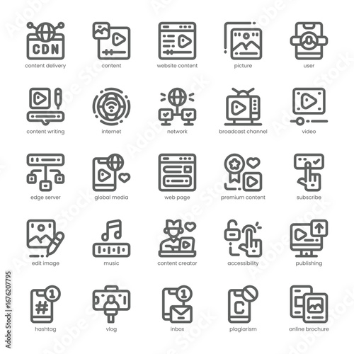 Content Creator Icon pack for your website, mobile, presentation, and logo design. Content Creator Icon outline design. Vector graphics illustration and editable stroke.