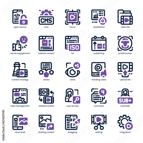 Content Management Icon pack for your website, mobile, presentation, and logo design. Content Management Icon dual tone design. Vector graphics illustration and editable stroke.