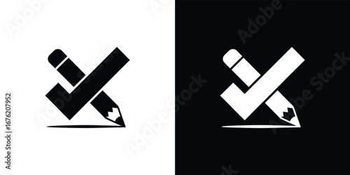 Pencil Tick Silhouette, Transparent Background, Symbol, Monochrome Art