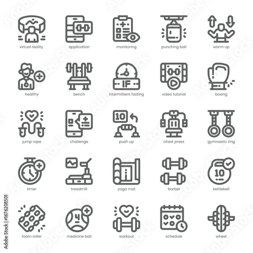 Home Workout Icon pack for your website, mobile, presentation, and logo design. Home Workout Icon outline design. Vector graphics illustration and editable stroke.