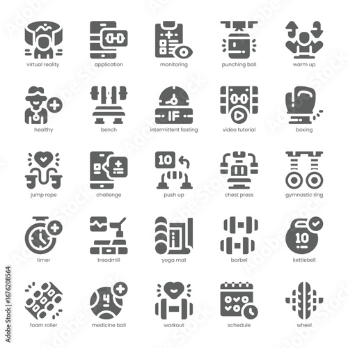 Home Workout Icon pack for your website, mobile, presentation, and logo design. Home Workout Icon solid design. Vector graphics illustration and editable stroke.