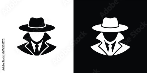Silhouette of Spy in Fedora Hat and Suit with Transparent Background Design