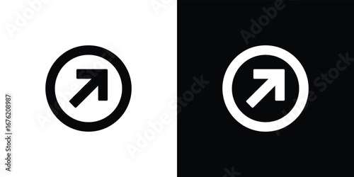 Simple Upward Arrow Inside Circle Design Element In Black and White