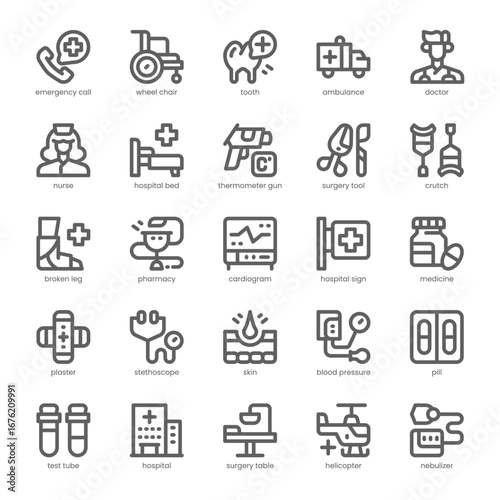 Hospital Care Icon pack for your website, mobile, presentation, and logo design. Hospital Care Icon outline design. Vector graphics illustration and editable stroke.