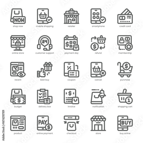 Shop Subscription Icon pack for your website, mobile, presentation, and logo design. Shop Subscription Icon outline design. Vector graphics illustration and editable stroke.