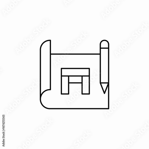 architectural blueprint icon sign vector