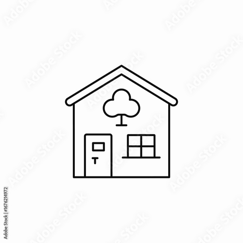 detached house icon sign vector