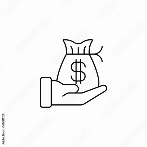 receiving money bag icon sign vector