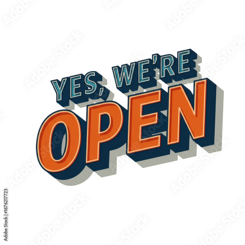 A retro style yes were open sign isolated on transparent background
