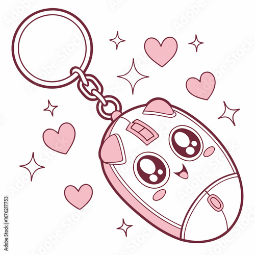 Mouse Keychain Cute computer mouse keychain, pastel kawai